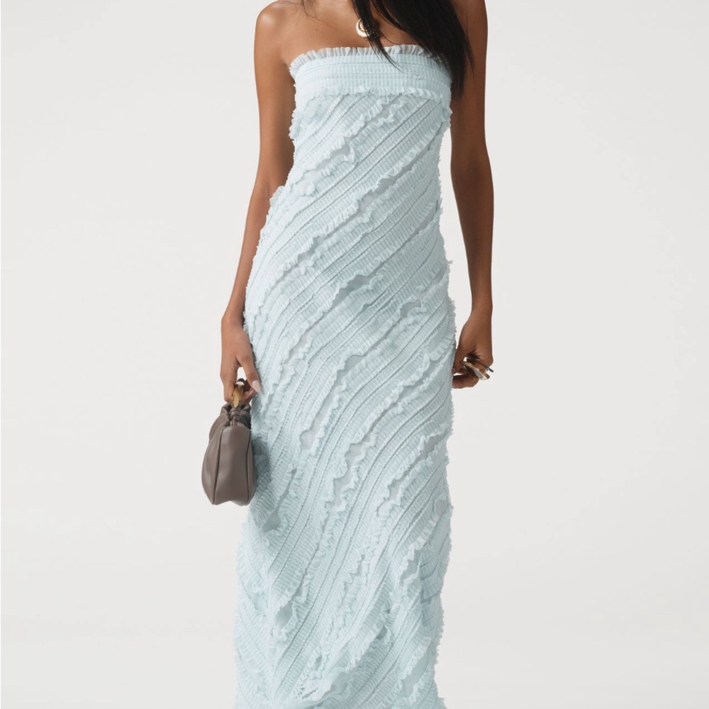 Anthropologie Endless Rose Strapless Textured Column Midi Dress